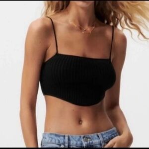 Zara Women's Chunky Ribbed Knit Spaghetti Strap Crop Top (size S)